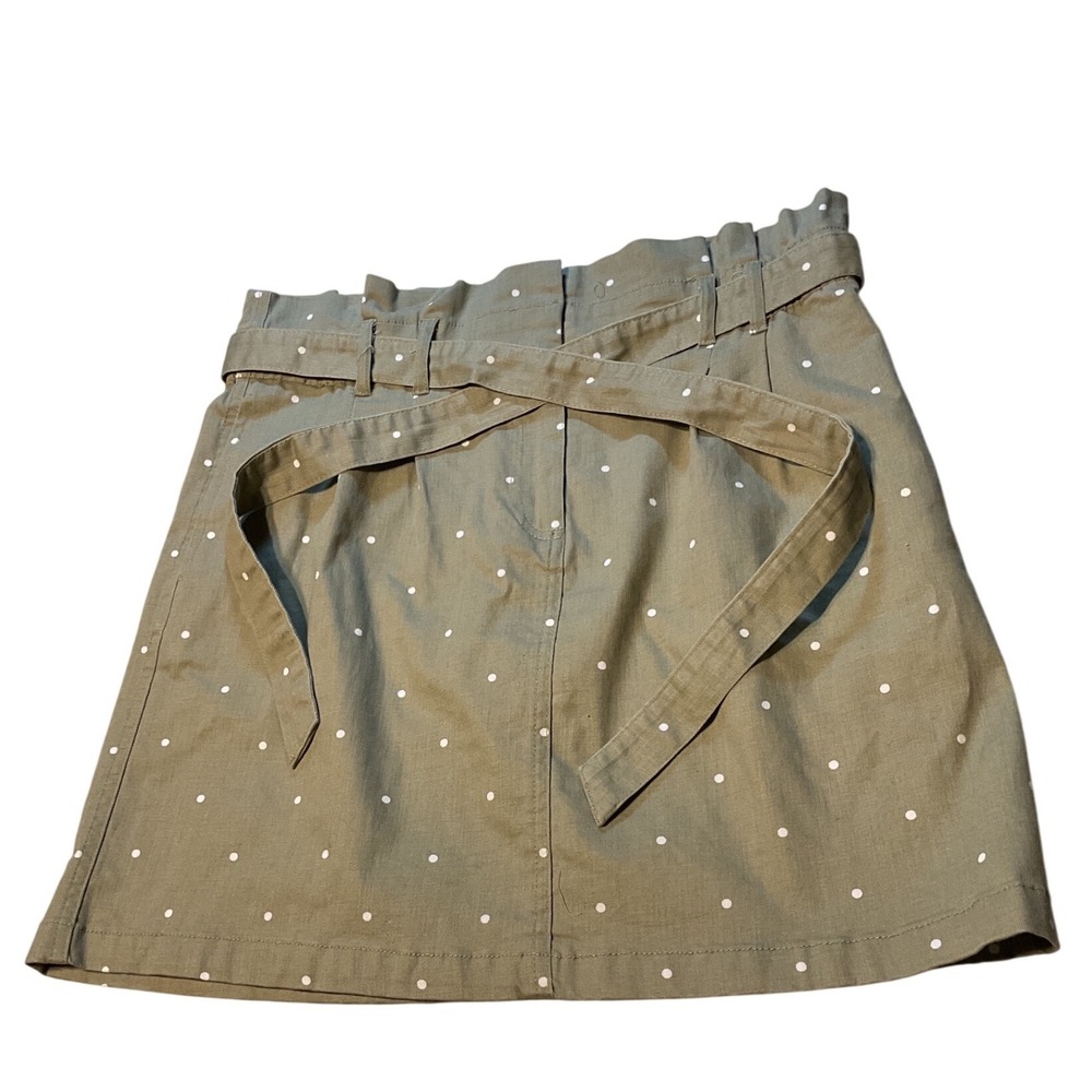 Blu Pepper Polka Dot Paperbag Waist Skirt Olive Green Size L